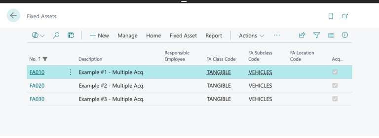 Dynamics 365 Business Central: Fixed Asset multiple acquisitions & depreciation